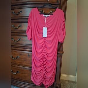 Elegant Pink Ruched Dress